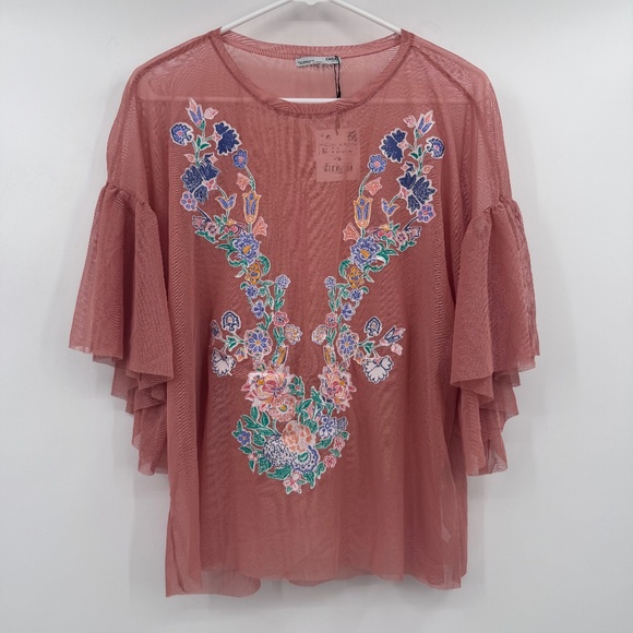 Zara Tops - Zara Top Women Medium NEW Mesh Sheer Floral Fairy Whimsy Cottage Coquette Boho